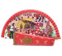 Planta Color Abanico de Mano Plegable con Funda. Preciosos Dibujos de Flores y Colores. Abanico Flamenco Español con Funda Decorar (Flores Flamenco Funda Roja)