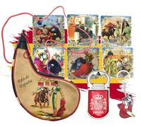 Planta Color Pack de Bota de Vino 1,5 litros, con 6 Posavasos, Abridor de imán y Llavero de Torero (Pack Bota con Posavasos Toros)