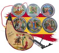 Planta Color Pack de Bota de Vino de 1,5 litros, Posavasos con Dibujos de Flamenco e imán con abridor y sacacorchos (2 en 1) (Bota 1,5 Flamenco y abridor Madrid)