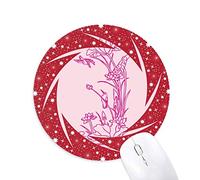 Planta de Agua de Aves de Hoja de Loto, Flor de Loto Wheel Mouse Pad de Goma roja Redonda