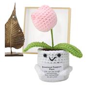 Planta de apoyo emocional: muñeca de flor de punto ligero para del estrés | Lenqueo de crochet positivo hecho a mano para hombres y mujeres, decoración del escritorio de oficina, juguete de con