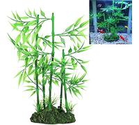 Planta de bambú para Acuario, pecera, Planta de bambú Artificial, Planta de Hoja Verde, Hierba de Agua, Adorno de plástico acuático, decoración de Paisaje(Verde)