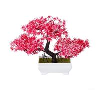 Planta de bonsái artificial, decoración creativa de árbol de pino y ciruelo, planta falsa realista para sala de estar, comedor, tienda (rojo)