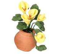 Planta de calas para sala de estar, casa de muñecas, accesorios de juego de simulación en miniatura, colección de juegos de rol de escena de vida, planta de cala de arcilla en miniatura