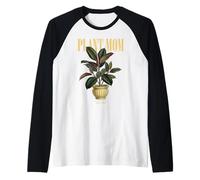 Planta De Caucho Vintage Mamá Naturaleza Flora Camiseta Manga Raglan