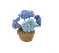 Planta de flores artificiales tejida a mano Forget-Me-Not, hilo de punto para decoración en maceta para oficina en casa, no requiere mantenimiento, rosa, azul, amarillo, morado (azul)