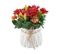 Planta de flores de imitación con elegante recipiente para añadir un toque natural a hogares, oficinas o zonas de espera (rojo rosa)