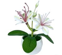 Planta de jazmín artificial 3D realista para decoración de interiores, eventos al aire libre, fotografía, telón de fondo de mesa y estante (blanco)