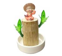 Planta de madera brasileña, planta de madera de la suerte de Brasil con estatuas de monje, planta hidropónica de madera brasileña de la suerte, decoración de escritorio de tocón de madera (fácil de