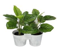 Planta de maranto Artificial en Cesta de Metal, 30 cm, Planta de pothos, Hiedra Dorada, Planta de Interior, decoración de Flores de Seda, Flores Artificiales de Tacto Real, Verde, Planta Artificial