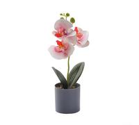 Planta de orquídea artificial de escritorio con pétalos y tallos realistas para decoración de interiores durante todo el año sin mantenimiento ni cuidado de temporada (polvo poco profundo)