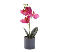 Planta de orquídea artificial de escritorio con pétalos y tallos realistas para decoración de interiores durante todo el año sin mantenimiento ni cuidado de temporada (morado)