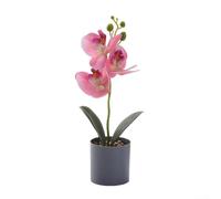 Planta de orquídea artificial de escritorio con pétalos y tallos realistas para decoración de interiores durante todo el año sin mantenimiento ni cuidado de temporada (rosa)