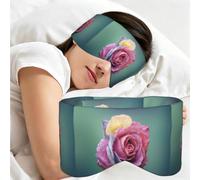 Planta de pétalos de rosa de romance colorido, Antifaz para dormir, ideal para el hogar, viajes y trabajo por turnos. Cubre completamente los ojos y bloquea la luz.