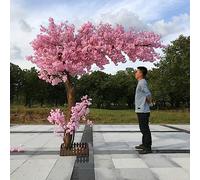 Planta de simulación, árbol de flor de cerezo artificial, decoración de flores de seda Sakura falsa hecha a mano para oficina, dormitorio, sala de estar, fiesta, decoración de boda, 1,8x1,5m/5,9x4,9