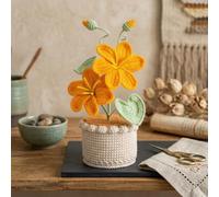 Planta en maceta de ganchillo hecha a mano 26cm Decoración de algodón | Algodón hecho a mano, diseño realista de árbol de aceite, opciones multicolor vibrantes, 26 cm de altura
