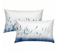 Planta Fundas Cojines 60x80 Lino Juego de 2, Lujosas Funda Cojin Azul Súper Suaves y Cómodas, Funda de Almohada con Cremallera Oculta, Durable y Fácil Cuidado, Adecuado para Sofá, Cama, Silla S1-958