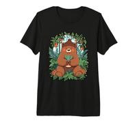 Planta Jardín Quietud Oso Feliz Flores Selva Camiseta Premium
