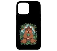 Planta Jardín Quietud Oso Feliz Flores Selva Carcasa para iPhone 13 Pro MAX