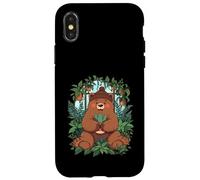 Planta Jardín Quietud Oso Feliz Flores Selva Carcasa para iPhone X/XS