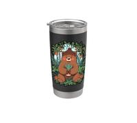 Planta Jardín Quietud Oso Feliz Flores Selva Vaso térmico de acero inoxidable de doble pared