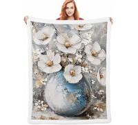 Planta Manta Sofa Invierno, Flor Manta Ponderada 100x130cm Cobijas de Invierno de Sensación de Cachemira, Suave Acogedora Cálida y Esponjosa, Blankets para Sofá y Cama Sillón, Regalo A-5651