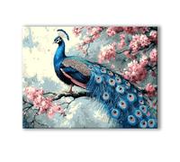 Planta Pintar por Numeros Adultos Pavo real DIY Pintar por Numeros con Marco 100x150cm Manualidades Adultos, Paint by Numbers Adult con 3 Pinceles y Pigmento Acrílico, Home Wall Room Decor 0R-1357