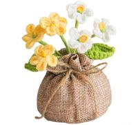 Planta tejida a mano Forget Me Not Dried con flores tejidas a mano, decoración floral artificial para el hogar, estante de escritorio, adorno de larga duración, no necesita agua, ideal para profesores