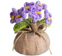 Planta tejida a mano Forget Me Not Dried con flores tejidas a mano, decoración floral artificial para el hogar, estante de escritorio, adorno de larga duración, no necesita agua, ideal para profesores