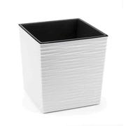 Plantador Biron Blanco Rillenoptik, 25x25x26cm Plástico Florero Con Utilizar