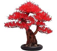 Plantas Artificiales Bonsai Árbol De Bonsái Artificial 18.1 Pulgadas Rojo Grande Simulación Bienvenido Pino Bonsái Árbol Interior Decoración De Escritorio Planta De Simulación Árbol Falso Maceta D