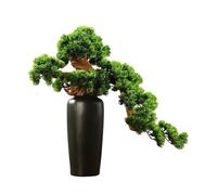 Plantas Artificiales Bonsái Artificial con jarrón de cerámica, decoración for la Entrada del salón, Pino Artificial(L)