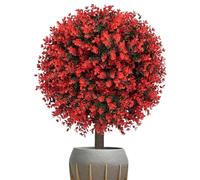 Plantas artificiales de al aire libre - Árboles topiarios de 23 pulgadas, arbustos de PE resistentes a los rayos UV, arbustos verdes realistas con diseño duradero resistente a la intemperie, decor