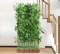 Plantas artificiales de bambú con base de madera, bambú artificial para paisajismo, bambú simulado, mampara divisoria para entrada, decoración de interiores y exteriores.,1m/3.28ft