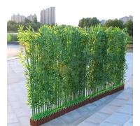 Plantas artificiales de bambú para exteriores, color verde sintético, para jardín, patio, porche, pérgola, patio, maceta de madera para una elegante partición de sala de exposición
