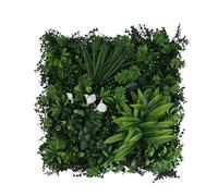 Plantas artificiales de pared, paneles de pared de plantas verdes de flores de simulación UV para interiores y exteriores, jardín, decoración de boda (B)