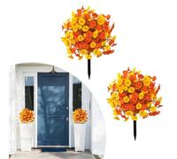 Plantas Artificiales en Maceta for Exteriores, Paquete de 2 Bolas topiarias de otoño de 20-24 Pulgadas con estaca for el Suelo, Flores Falsas Resistentes a los Rayos UV(2 Color-MG)