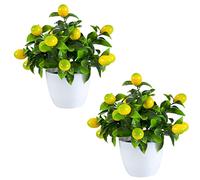 Plantas artificiales en maceta, limonero artificial con maceta blanca, planta de frutas artificiales para interiores y exteriores, hogar, oficina, bricolaje, fiesta, Navidad, baño, sala de estar,