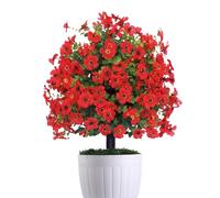 Plantas artificiales para exteriores, 56 cm de alto, follaje resistente a los rayos UV, sin regar las hojas verdes, poste de tallo autónomo, característica de arbusto falso de temporada, acento para