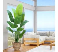 Plantas artificiales para interiores, olivo sintético, palmera y planta artificial de ave del paraíso, planta falsa alta con maceta blanca para decoración del hogar y regalo de inauguración de la casa