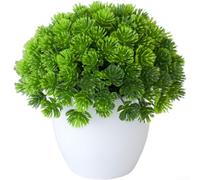 Plantas artificiales verdes en maceta, 17 x 16 cm, bonsái de simulación de plástico para decoración de oficina en casa, realista, de bajo mantenimiento, vegetación interior (B)