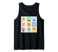 Plantas botánicas de interior en cuadrícula colorida Camiseta sin Mangas