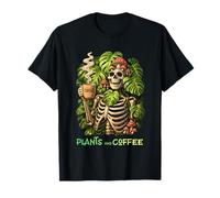 Plantas Café Esqueleto Monstera Hongo Jardinero Cafeína Camiseta
