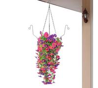 Plantas colgantes artificiales, flores artificiales realistas para decoración del hogar, cestas colgantes con flores artificiales, adecuadas para jardín, patio, pasillo, balcón, hogar, hotel, bodas y