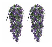 Plantas Colgantes Artificiales,Mengger 2 Unidades Flores Artificiales Colgantes Planta Artificial,Flores Artificiale Imitación,Flores Artificiale Planta Artificial Colgante Decoración(Moradas)
