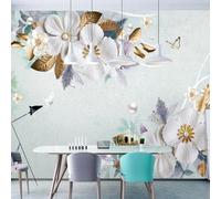 Plantas Coloridas Flores Mariposas Perlas 3D Papel Pintado Pared Fácil Instalación Oficina Sala Estar Sofá Dormitorio TV Fondos Decoración-200cm×140cm