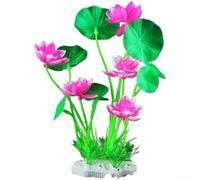 Plantas de acuario falsas, 7 unidades, flores artificiales de loto de polietileno, hierba de agua, decoración de peceras, plantas acuáticas tropicales, 22 cm (104A-1 rosa)