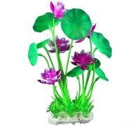 Plantas de acuario falsas, 7 unidades, flores artificiales de loto de polietileno, hierba de agua, decoración de peceras, plantas acuáticas tropicales, 22 cm (104A-3 rojo rosa)
