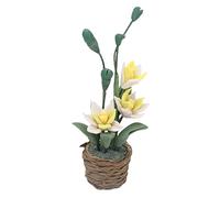 Plantas de casa de muñecas 1:12, Mini Cesta de Flores Realista y vívida, bonsái en Miniatura para niños, Juguete, decoración para casa de muñecas, Regalo