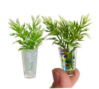 Plantas de casa de muñecas, 2 Piezas 1/12 Resina simulación Decorativa Plantas en Miniatura en macetas para Muebles de Casas de muñecas hogar